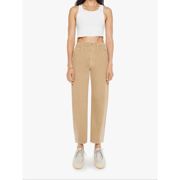 NEW MOTHER half pipe flood high rise jeans in curds and whey